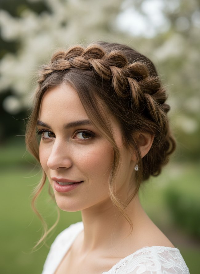 Elegant Halo Braided Updo
