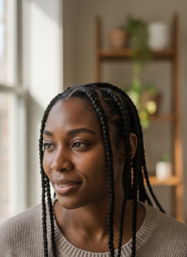 25 Stitch Braids Hairstyles With Crisp Clean Parts