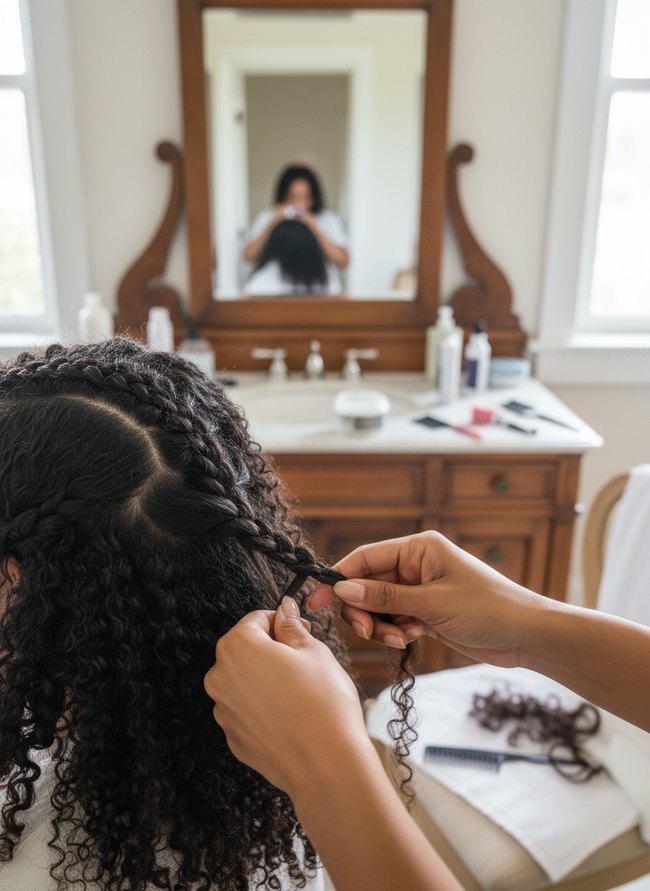 How to Do Stitch Braids on Yourself Step by Step