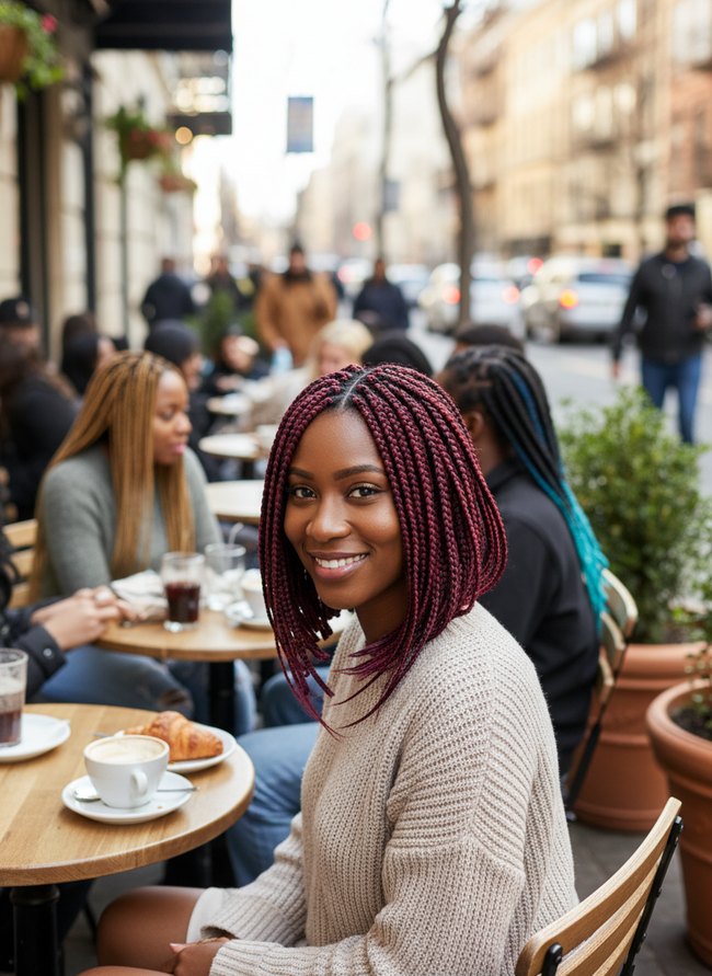18 Box Braids With Color Ideas: Burgundy, Honey, and More