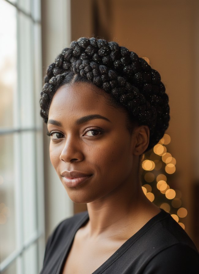 Glittering Braided Crown Style