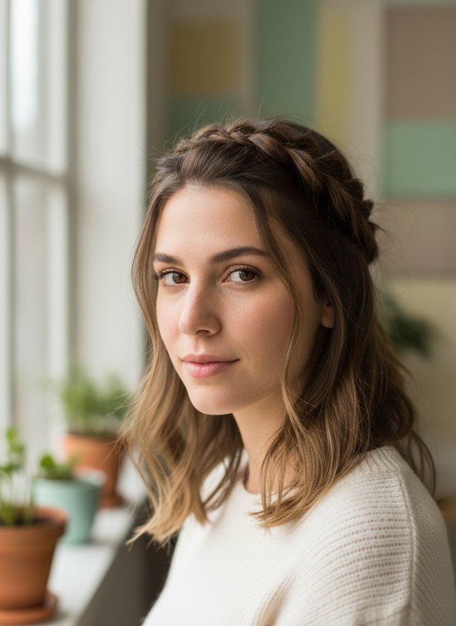 Effortless Braided Crown Style