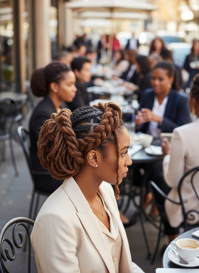 15 Loc Updo Styles for Work and Special Occasions