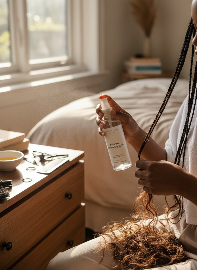 Pre-Care Detangling Spray Application