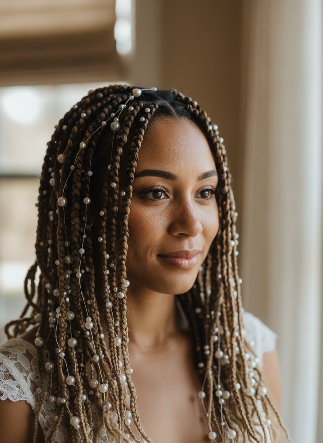 Cascading Pearl Locs