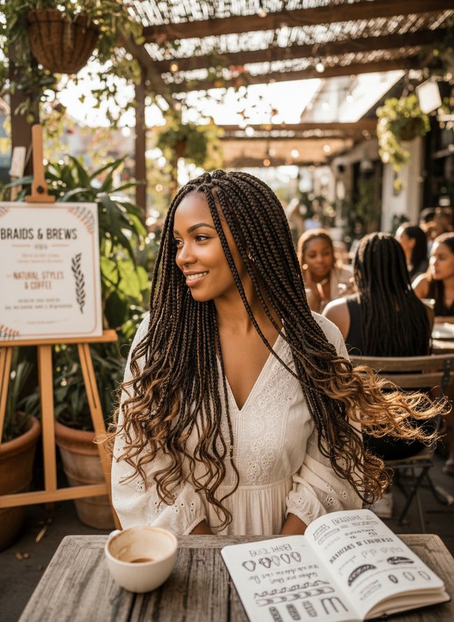 Boho Wavy Knotless Braids