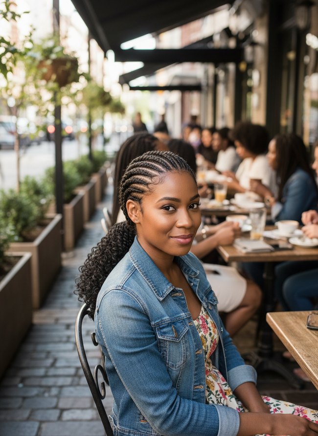 Curved Side Sweep Cornrows