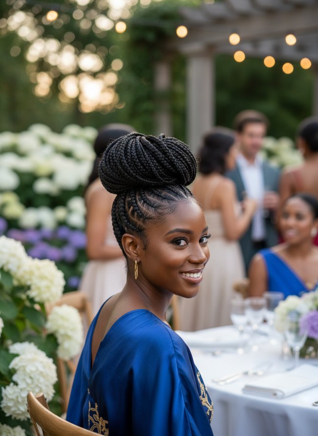 Braided High Bun Updo