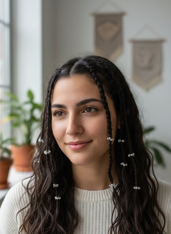 Crystal Accent Hair Rings