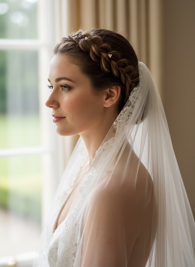 Braided Updo Veil Elegance