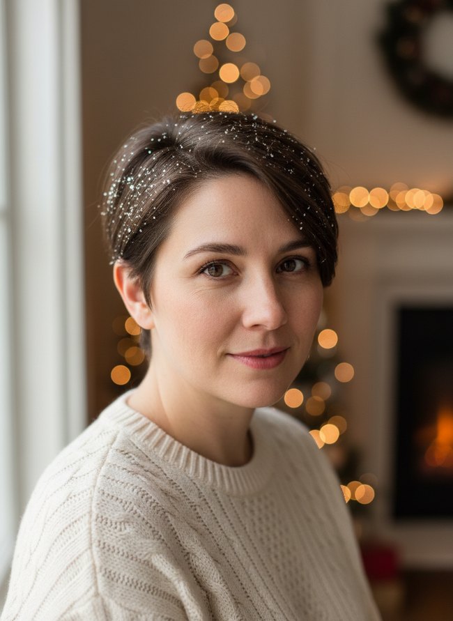 Sparkling Side Part Pixie