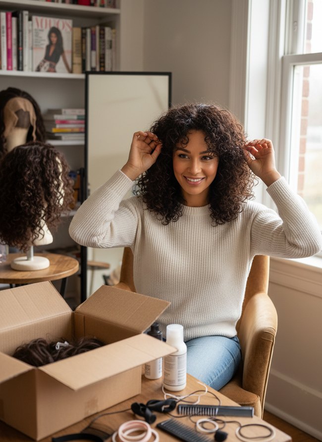 Voluminous Curly Side Bang