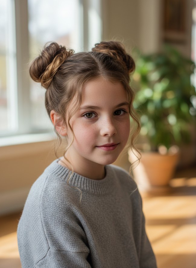 Crimped Waves Pigtail Buns