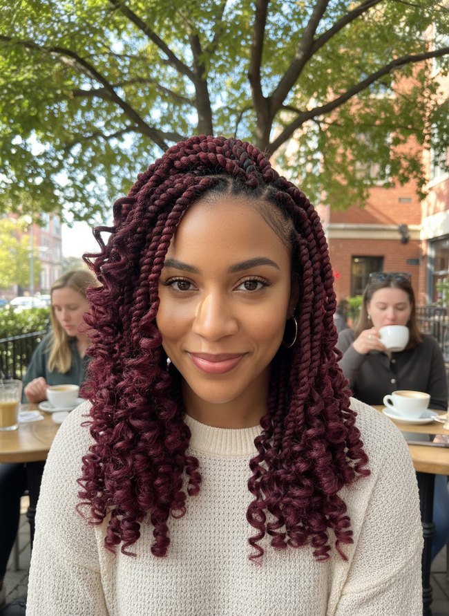 Burgundy Spiral Tip Twists