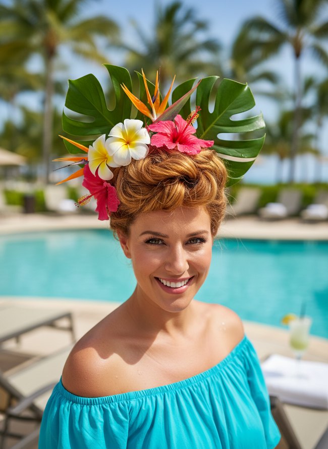 Tropical Floral Updo Twist