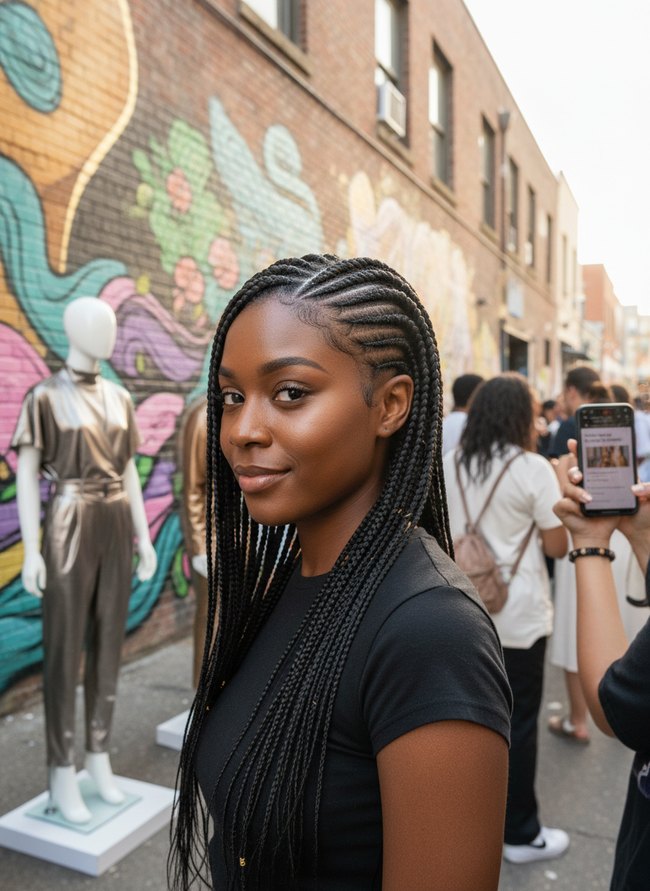 Braided Undercut Cornrow Design