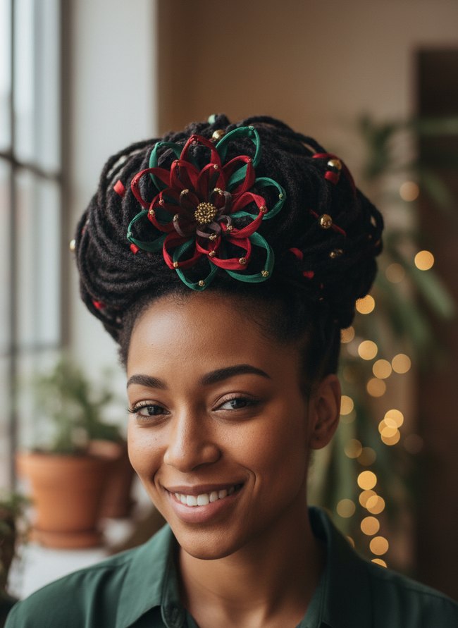 Festive Loc Petal Bun