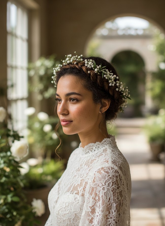 Braided Halo Wedding Look