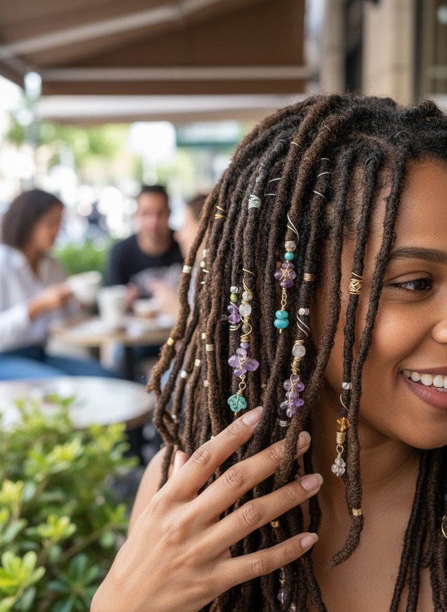 Gemstone Beaded Loc Charms