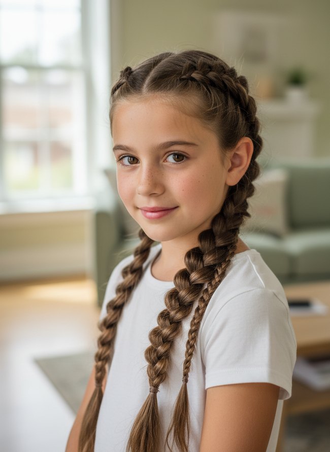 Zigzag Parted Fishtail Braids