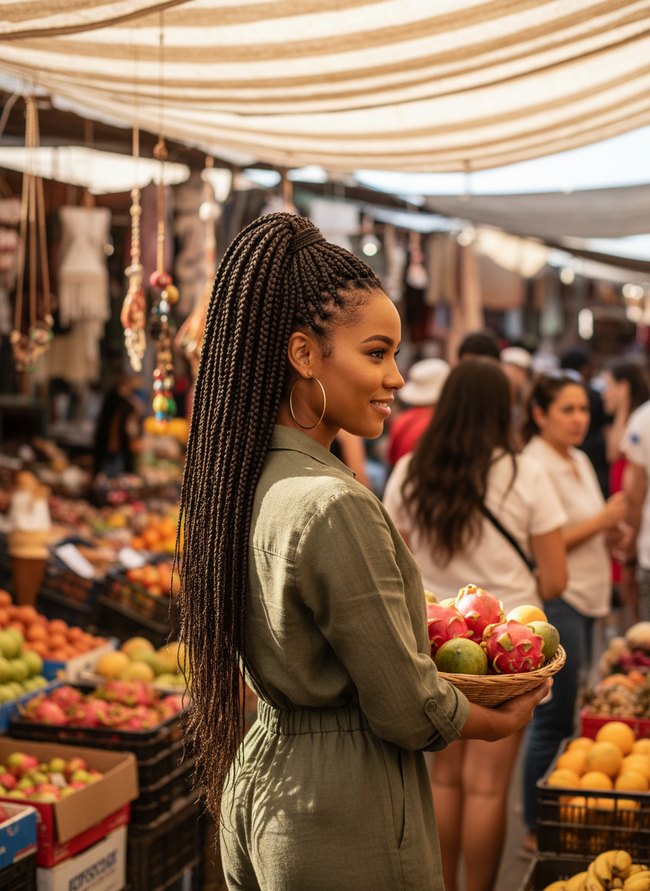 High Ponytail Goddess Braids