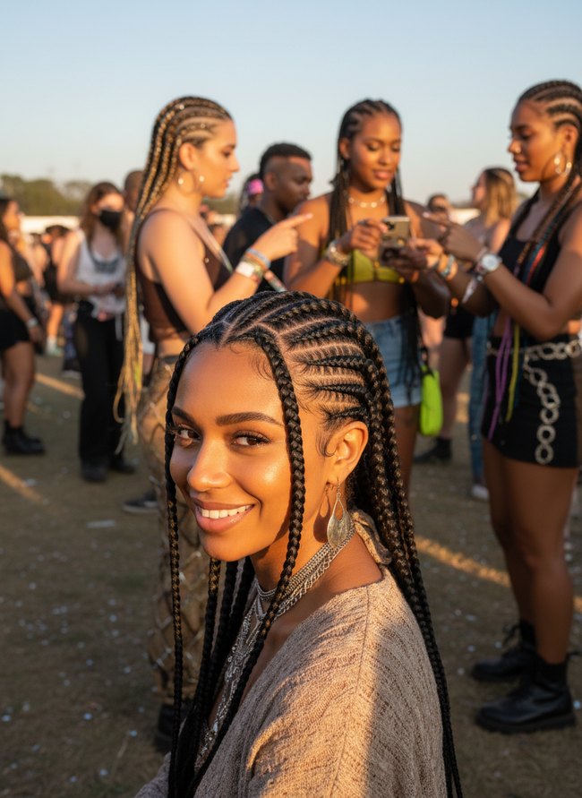 Wavy Fishtail Cornrow Pattern