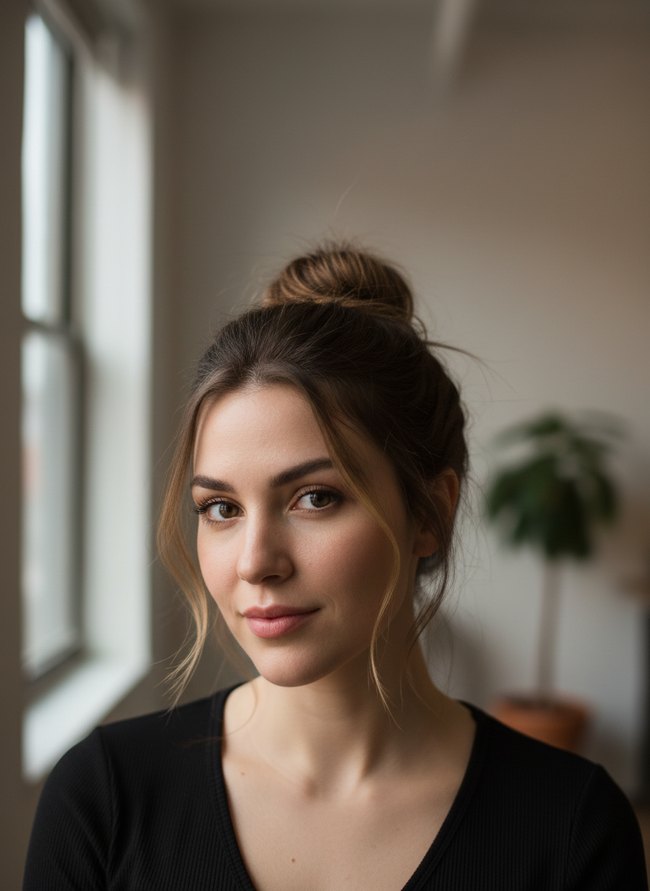 Modern Messy Bun Look