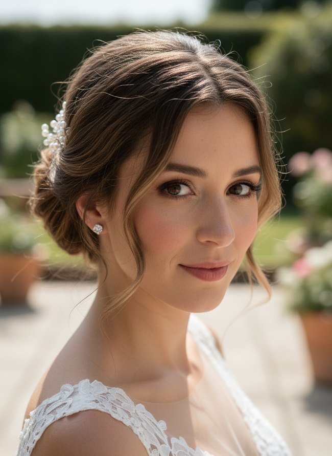 Textured Chignon Bridal Glam