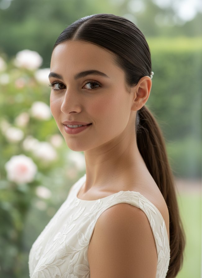 Sleek Ponytail Bridal Updo