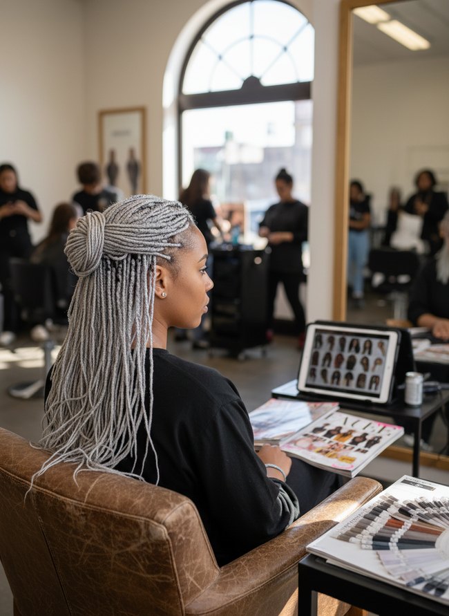 Platinum Silver Tapered Locs