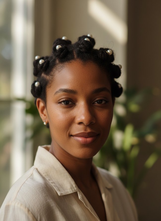 Pearl Adorned Bantu Knots