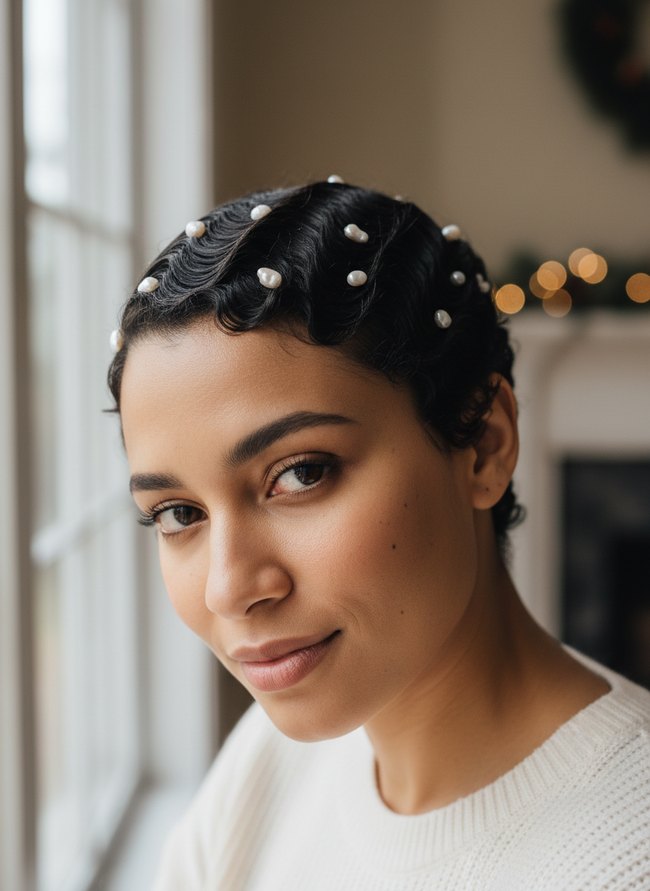Pearl Adorned Finger Waves