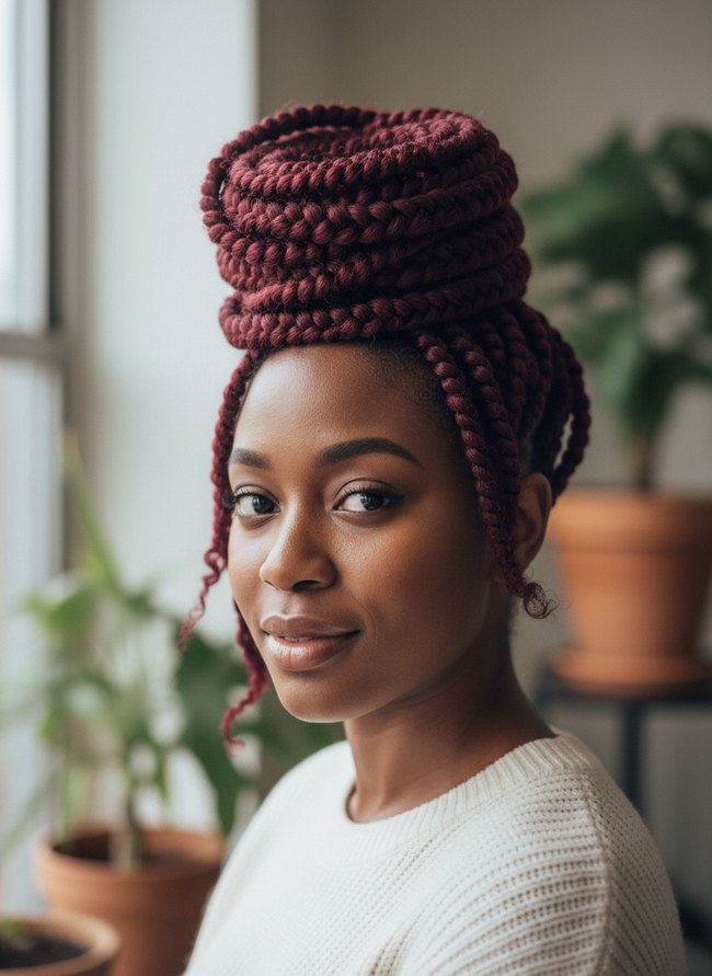 Burgundy Spiral Updo Twist