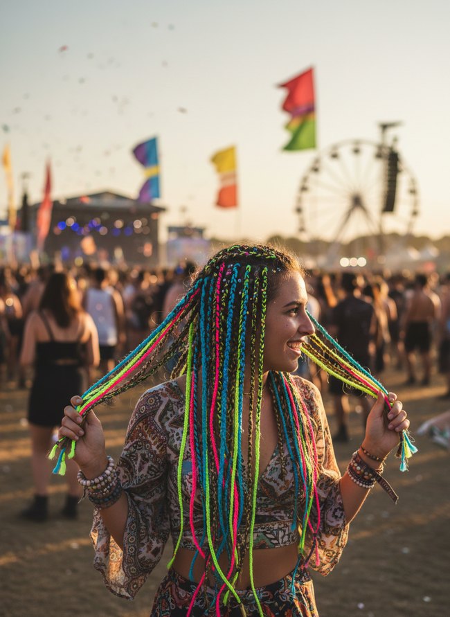 Neon Hair Wrap Braids