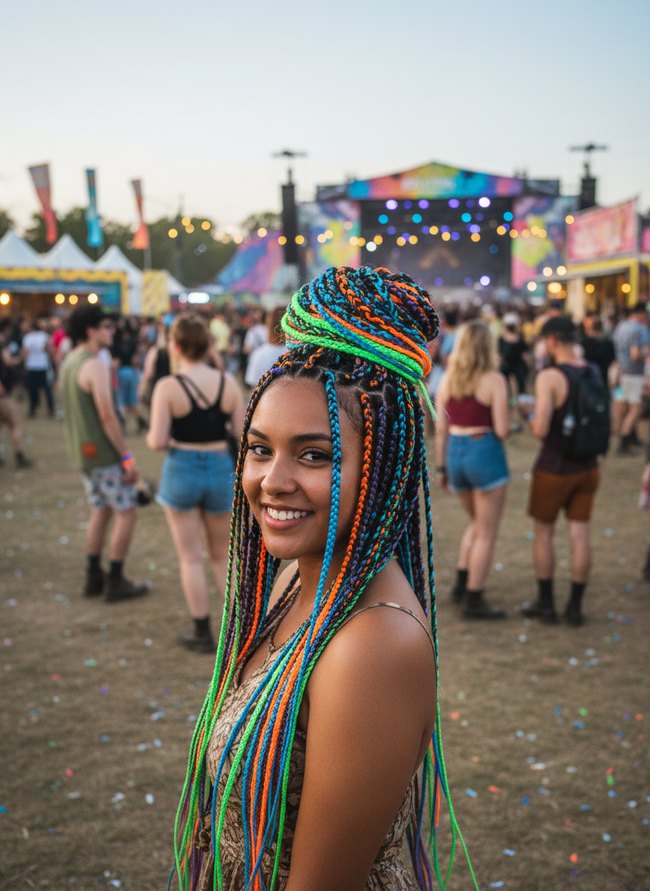 Neon Threaded Cornrows