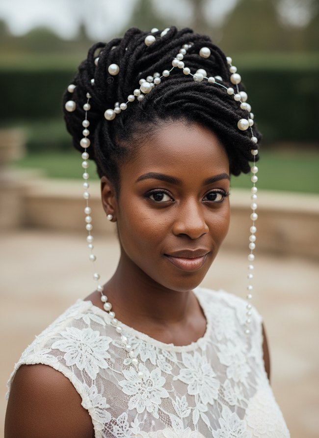 Pearl Adorned Loc Style
