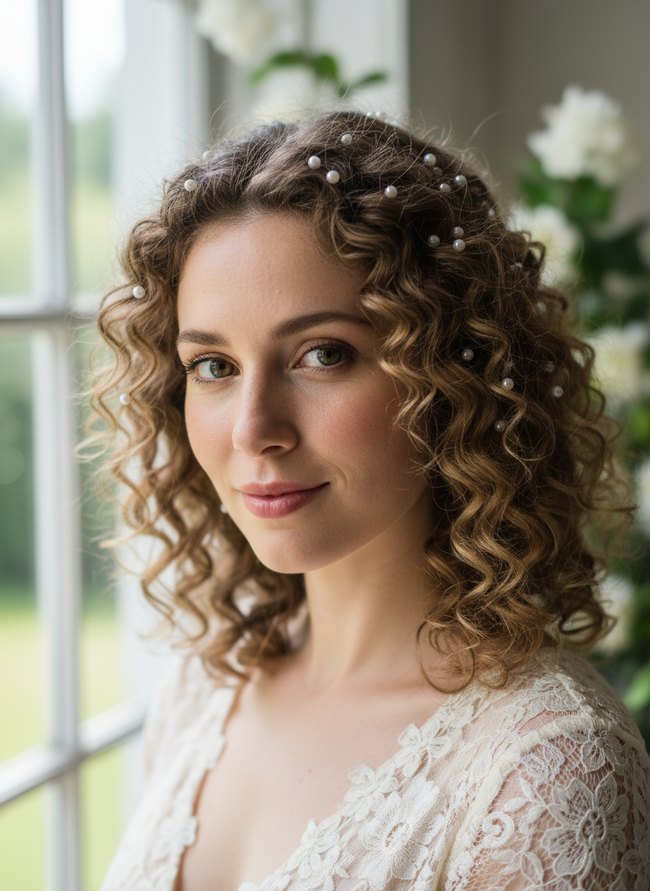 Delicate Pearl Adorned Ringlets