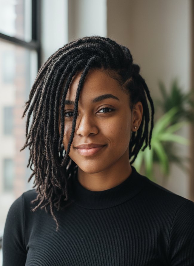 Asymmetrical Bang Locs
