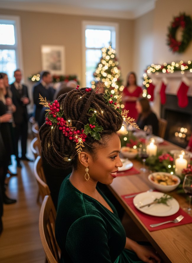 Festive Berry Loc Bun