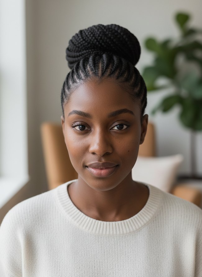 Sleek Cornrow Bun