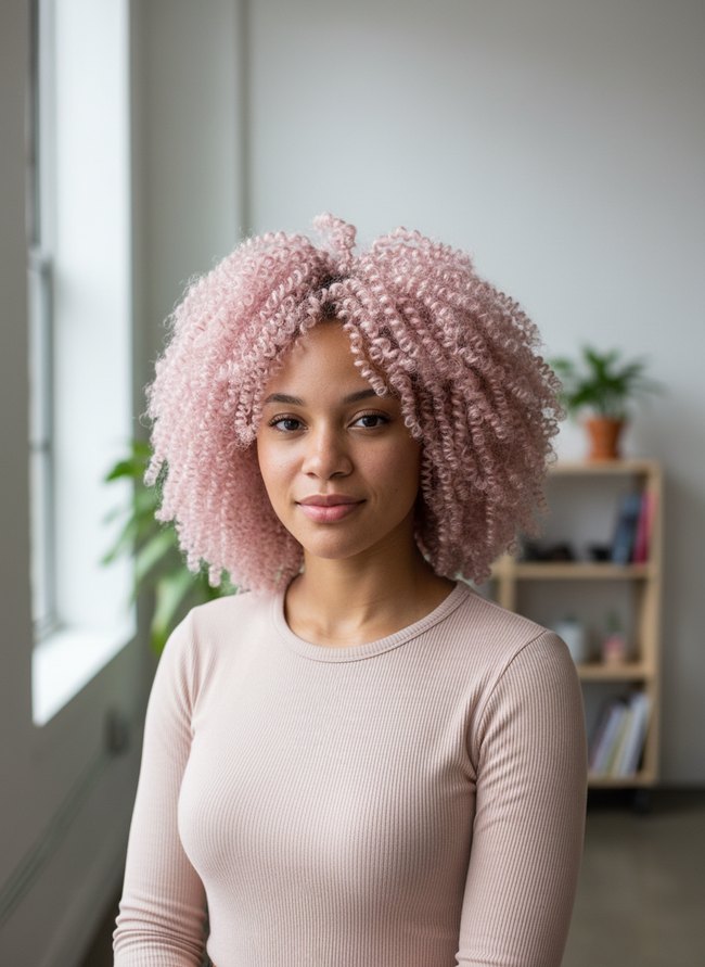 Platinum Pink Crochet Curls