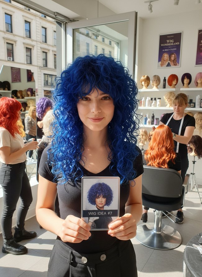 Electric Blue Curly Shag