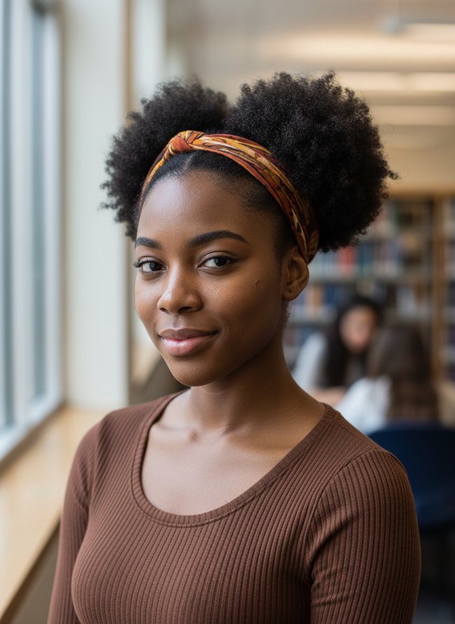 Afro Puff Headband Look