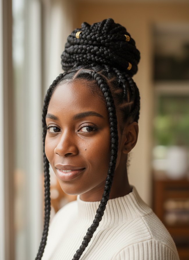 Double Stitch Braids Updo