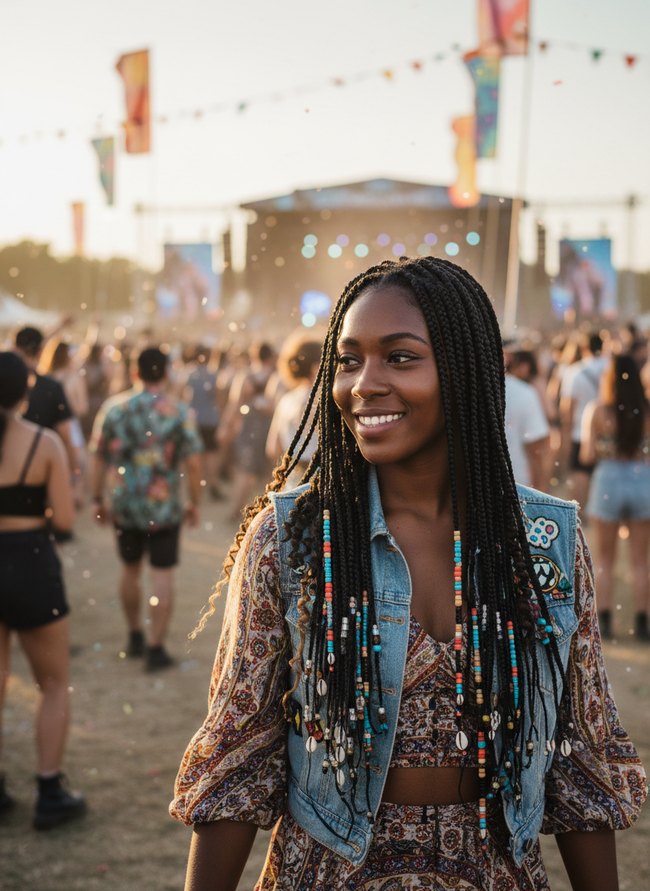 Beaded Waterfall Cornrow Style