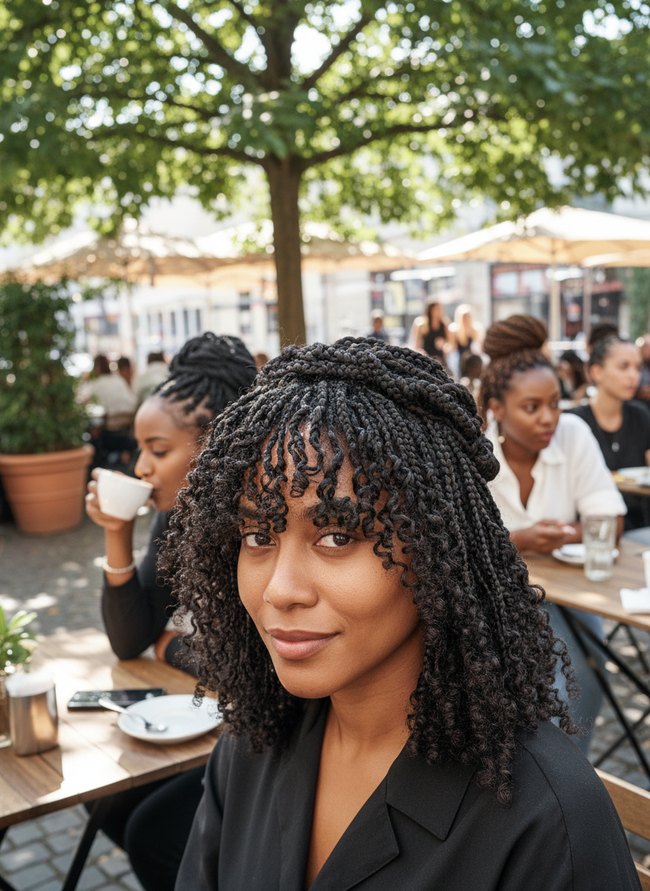 Braided Updo Curly Fringe