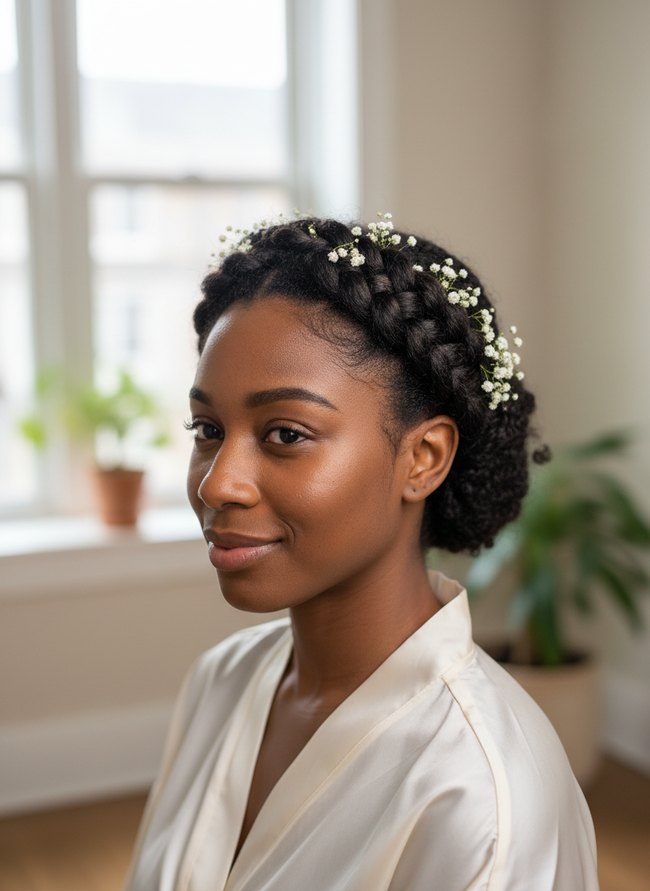 Halo Braid Natural Updo