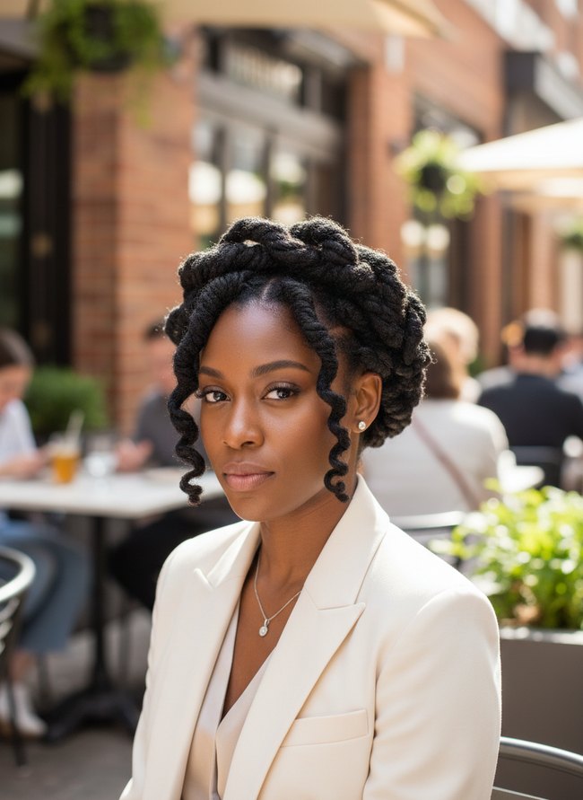Twisted Loc Halo Updo