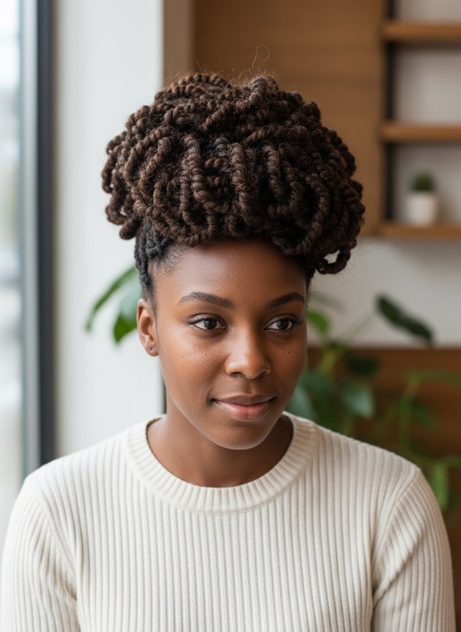 Coily Spring Twist Updo