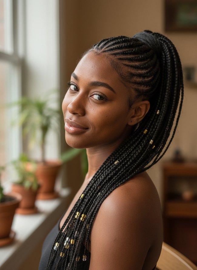 Fulani Cornrow Ponytail